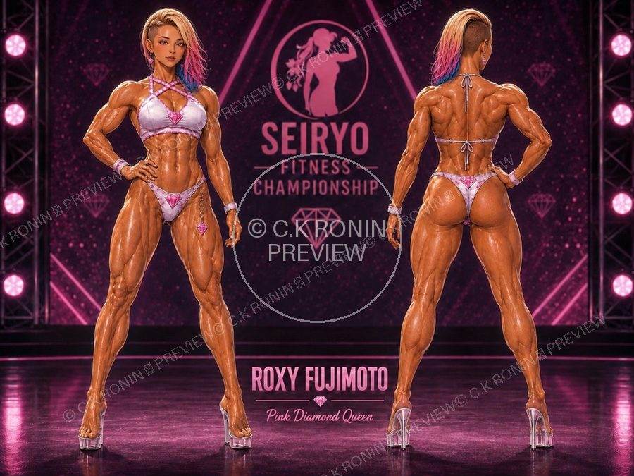 Roxy Fujimoto Seiryo Fitness Championship front and back poster